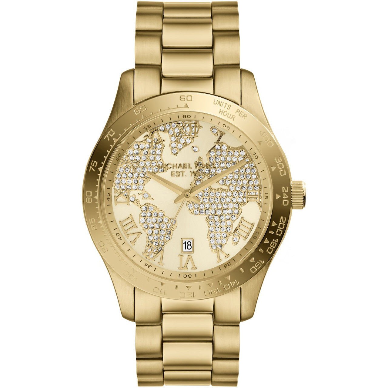 Michael Kors Ladies Layton Gold Pave Dial Watch - MK5959